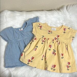 Set Hanna Andersson Blue Yellow Organic Cotton Baby Dress